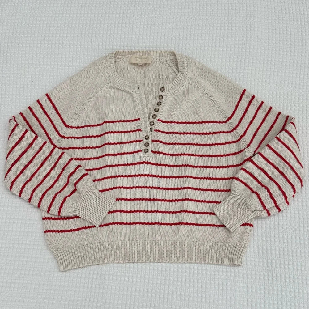 EUC Sezane Leontine red and ecru, size XS - Picture 3 of 12